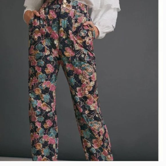 ⭐️ Anisa Floral Cargo Boho Peasant Hipster Hippie Art Farm Corduroy Jogger Pants - Picture 5 of 7